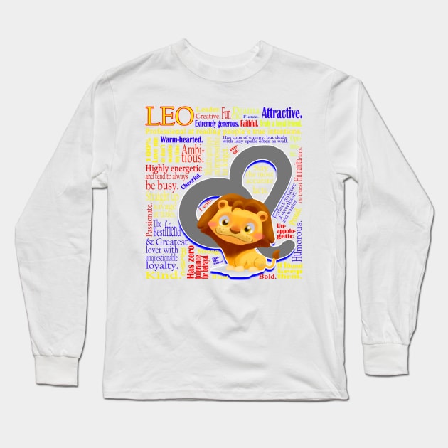 Leo Symbol Personality Traits cute Zodiac Sign T-Shirt Long Sleeve T-Shirt by MaryDFairy and Friends